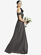 Alt View 1 Thumbnail - Caviar Gray Cold-Shoulder V-Back Chiffon Maxi Dress