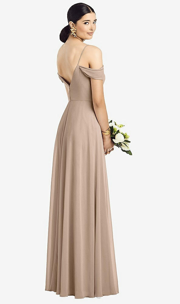 Back View - Topaz Cold-Shoulder V-Back Chiffon Maxi Dress