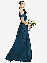 Alt View 1 Thumbnail - Atlantic Blue Cold-Shoulder V-Back Chiffon Maxi Dress