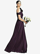 Alt View 1 Thumbnail - Aubergine Cold-Shoulder V-Back Chiffon Maxi Dress