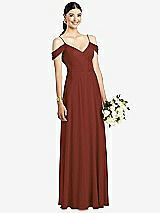 Front View Thumbnail - Auburn Moon Cold-Shoulder V-Back Chiffon Maxi Dress