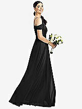 Alt View 1 Thumbnail - Black Cold-Shoulder V-Back Chiffon Maxi Dress