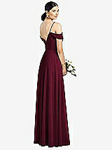 Rear View Thumbnail - Cabernet Cold-Shoulder V-Back Chiffon Maxi Dress