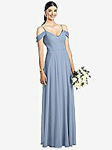 Front View Thumbnail - Cloudy Cold-Shoulder V-Back Chiffon Maxi Dress