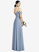 Rear View Thumbnail - Cloudy Cold-Shoulder V-Back Chiffon Maxi Dress