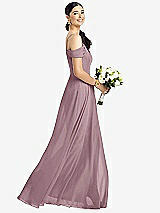 Alt View 1 Thumbnail - Dusty Rose Cold-Shoulder V-Back Chiffon Maxi Dress