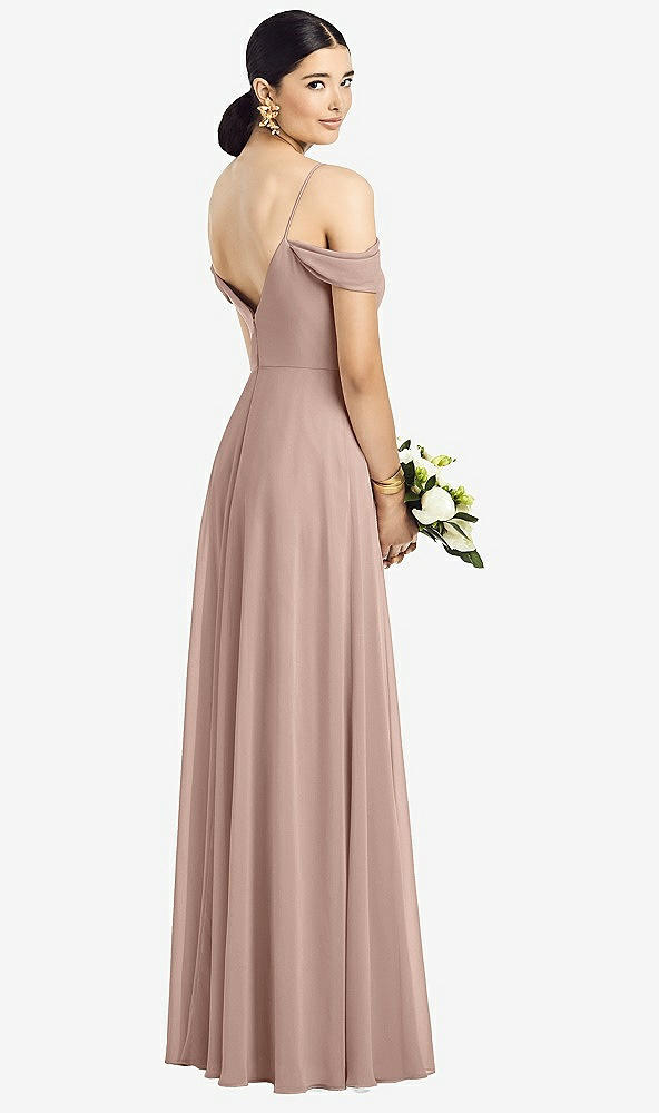 Back View - Neu Nude Cold-Shoulder V-Back Chiffon Maxi Dress