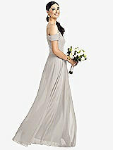 Alt View 1 Thumbnail - Oyster Cold-Shoulder V-Back Chiffon Maxi Dress