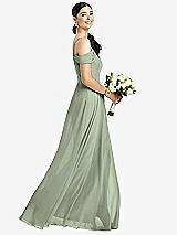 Alt View 1 Thumbnail - Sage Cold-Shoulder V-Back Chiffon Maxi Dress