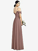 Rear View Thumbnail - Sienna Cold-Shoulder V-Back Chiffon Maxi Dress