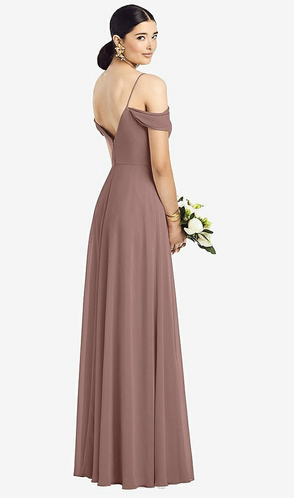 Back View - Sienna Cold-Shoulder V-Back Chiffon Maxi Dress