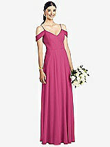 Front View Thumbnail - Tea Rose Cold-Shoulder V-Back Chiffon Maxi Dress