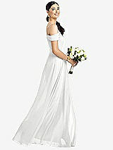 Alt View 1 Thumbnail - White Cold-Shoulder V-Back Chiffon Maxi Dress