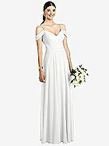 Front View Thumbnail - White Cold-Shoulder V-Back Chiffon Maxi Dress