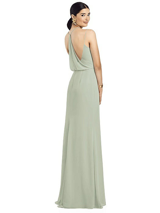 Draped Blouson Back Chiffon Maxi Dress