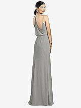 Front View Thumbnail - Chelsea Gray Draped Blouson Back Chiffon Maxi Dress