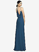 Front View Thumbnail - Dusk Blue Draped Blouson Back Chiffon Maxi Dress