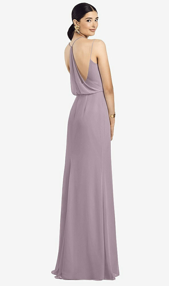 Front View - Lilac Dusk Draped Blouson Back Chiffon Maxi Dress