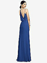 Front View Thumbnail - Classic Blue Draped Blouson Back Chiffon Maxi Dress