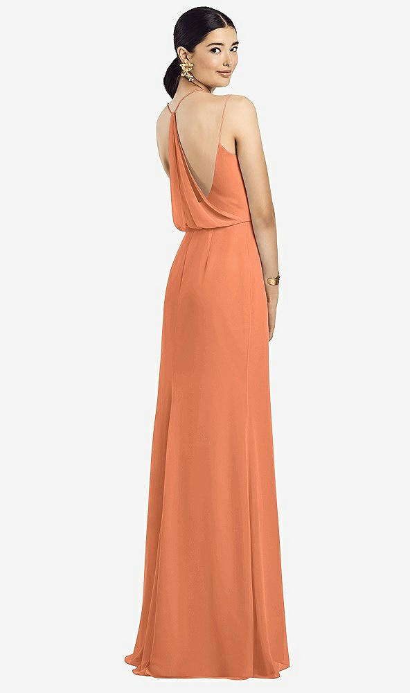 Front View - Sweet Melon Draped Blouson Back Chiffon Maxi Dress