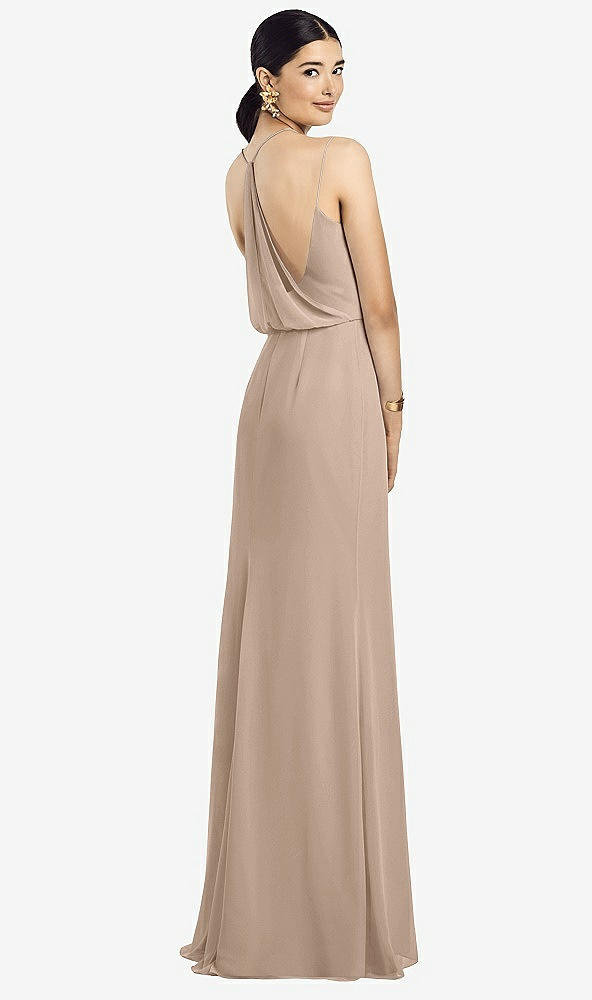 Front View - Topaz Draped Blouson Back Chiffon Maxi Dress