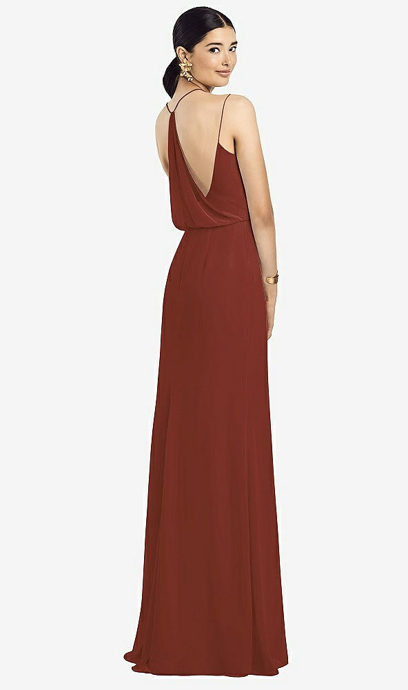 Front View - Auburn Moon Draped Blouson Back Chiffon Maxi Dress