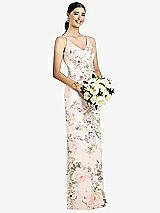 Rear View Thumbnail - Blush Garden Draped Blouson Back Chiffon Maxi Dress