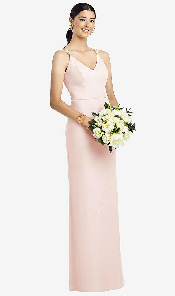 Back View - Blush Draped Blouson Back Chiffon Maxi Dress