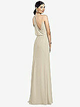 Front View Thumbnail - Champagne Draped Blouson Back Chiffon Maxi Dress