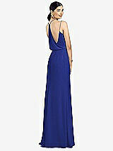 Front View Thumbnail - Cobalt Blue Draped Blouson Back Chiffon Maxi Dress