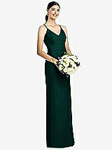 Rear View Thumbnail - Evergreen Draped Blouson Back Chiffon Maxi Dress