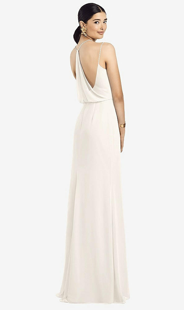 Front View - Ivory Draped Blouson Back Chiffon Maxi Dress