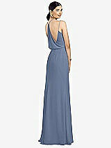 Front View Thumbnail - Larkspur Blue Draped Blouson Back Chiffon Maxi Dress