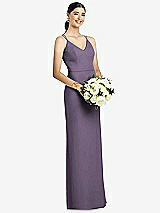 Rear View Thumbnail - Lavender Draped Blouson Back Chiffon Maxi Dress