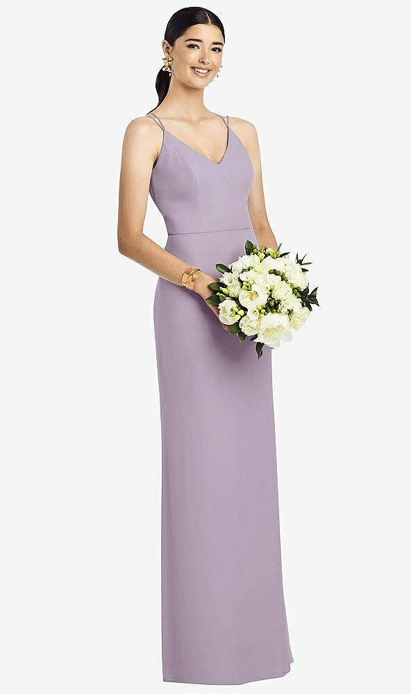 Back View - Lilac Haze Draped Blouson Back Chiffon Maxi Dress