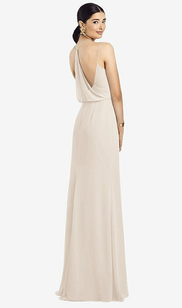 Front View - Oat Draped Blouson Back Chiffon Maxi Dress