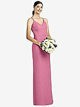 Rear View Thumbnail - Orchid Pink Draped Blouson Back Chiffon Maxi Dress