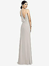 Front View Thumbnail - Oyster Draped Blouson Back Chiffon Maxi Dress