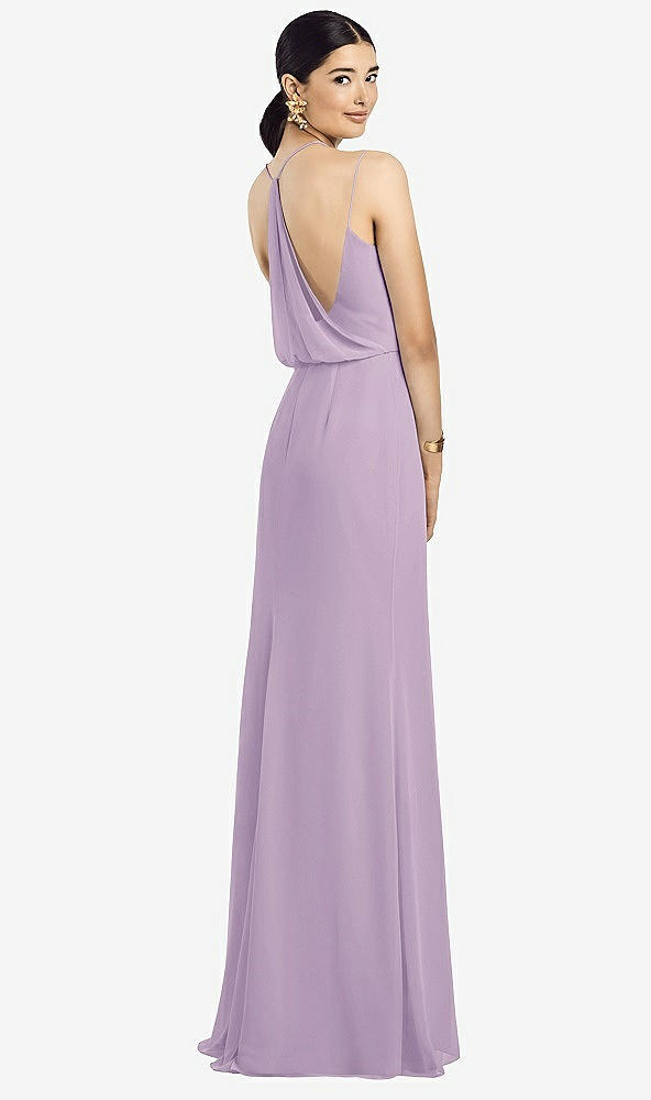 Front View - Pale Purple Draped Blouson Back Chiffon Maxi Dress