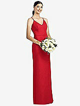 Rear View Thumbnail - Parisian Red Draped Blouson Back Chiffon Maxi Dress