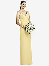 Rear View Thumbnail - Pale Yellow Draped Blouson Back Chiffon Maxi Dress