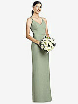 Rear View Thumbnail - Sage Draped Blouson Back Chiffon Maxi Dress