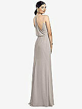 Front View Thumbnail - Taupe Draped Blouson Back Chiffon Maxi Dress