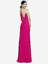 Front View Thumbnail - Think Pink Draped Blouson Back Chiffon Maxi Dress