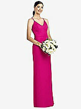 Rear View Thumbnail - Think Pink Draped Blouson Back Chiffon Maxi Dress