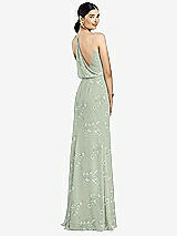 Front View Thumbnail - Vintage Primrose Sage Draped Blouson Back Chiffon Maxi Dress