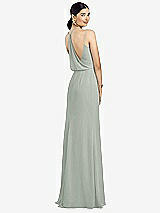 Front View Thumbnail - Willow Green Draped Blouson Back Chiffon Maxi Dress