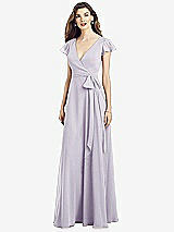 Front View Thumbnail - Moondance Flutter Sleeve Faux Wrap Chiffon Dress