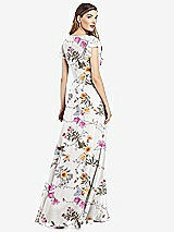 Rear View Thumbnail - Butterfly Botanica Ivory Flutter Sleeve Faux Wrap Chiffon Dress