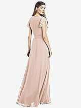 Rear View Thumbnail - Cameo Flutter Sleeve Faux Wrap Chiffon Dress